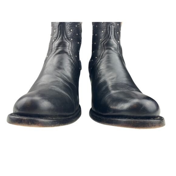 LUCCHESE Harley Ankle Boot Black Studded Womens (9 Leather Western‎ Boho Zip - Picture 4 of 13